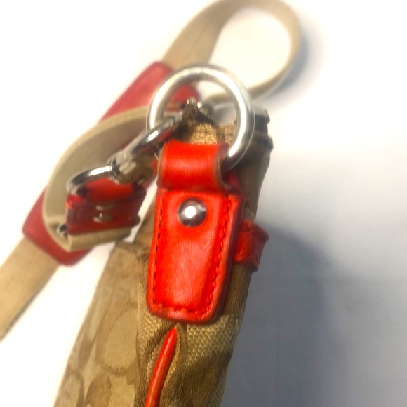 Coach Legacy Signature Swingpack messenger bag adjustable strap brown & Red - Picture 14 of 15